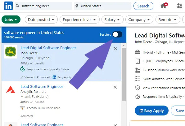 LinkedIn job alerts